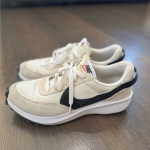 Nike Waffle Debut Cream and Black Sneakers